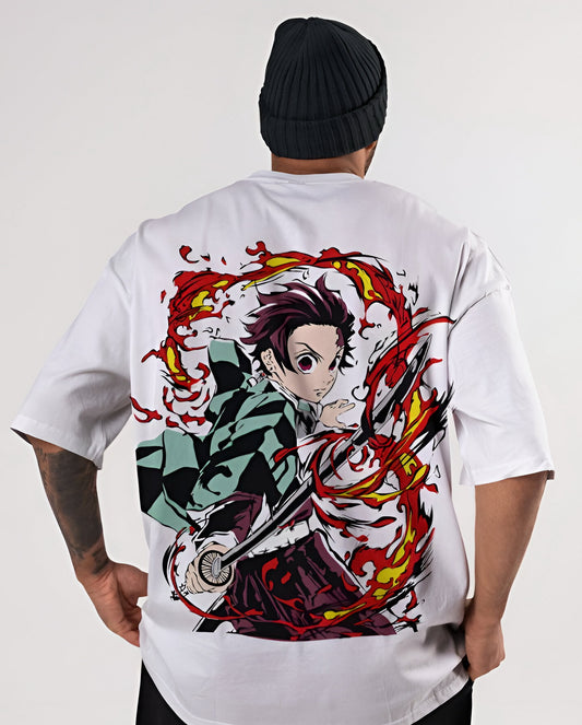 Anime Fusion Oversized White T-Shirt