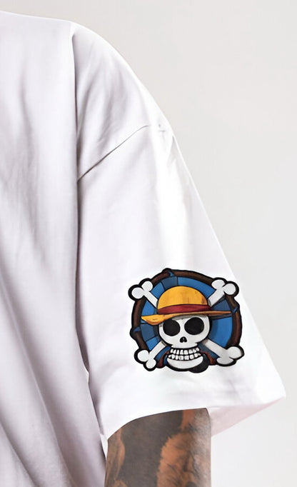 Anime Fusion Oversized White T-Shirt